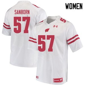 Women's Wisconsin Badgers NCAA #57 Jack Sanborn White Authentic Under Armour Stitched College Football Jersey UD31S26OW